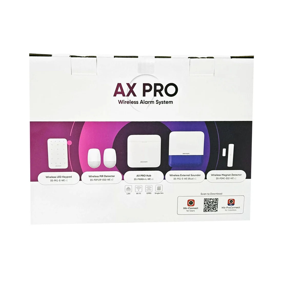 Hikvision AX PRO DS-PWA64-KIT2-WE Wireless Intruder Alarm Kit, up to 64 Wireless Zones/Outputs