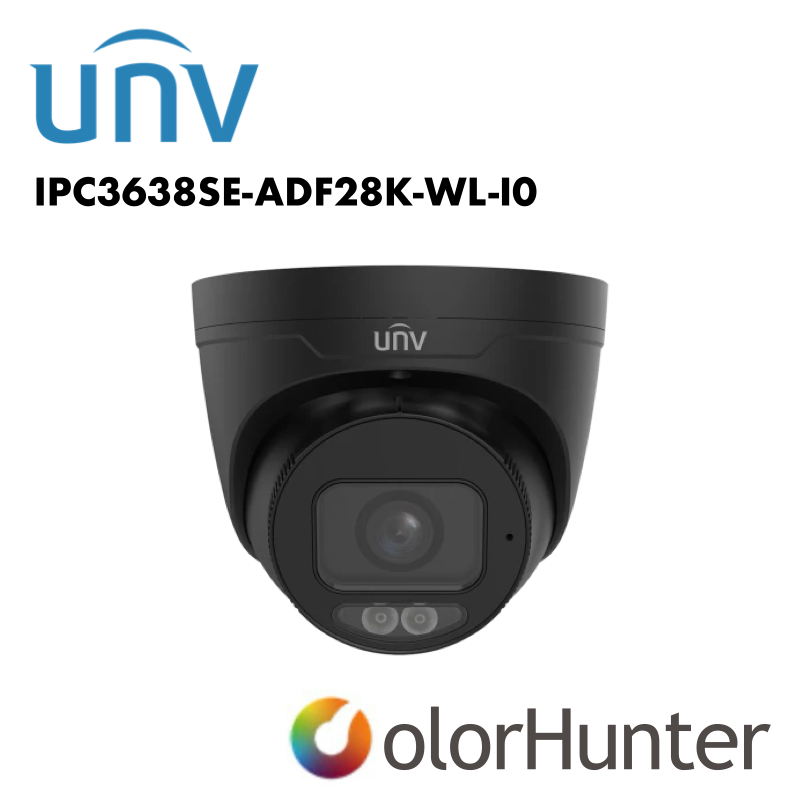 Uniview IPC3638SE-ADF28K-WL-I0 8MP Prime III Turret CCTV Camera – 4K ColorHunter, Fixed Eyeball