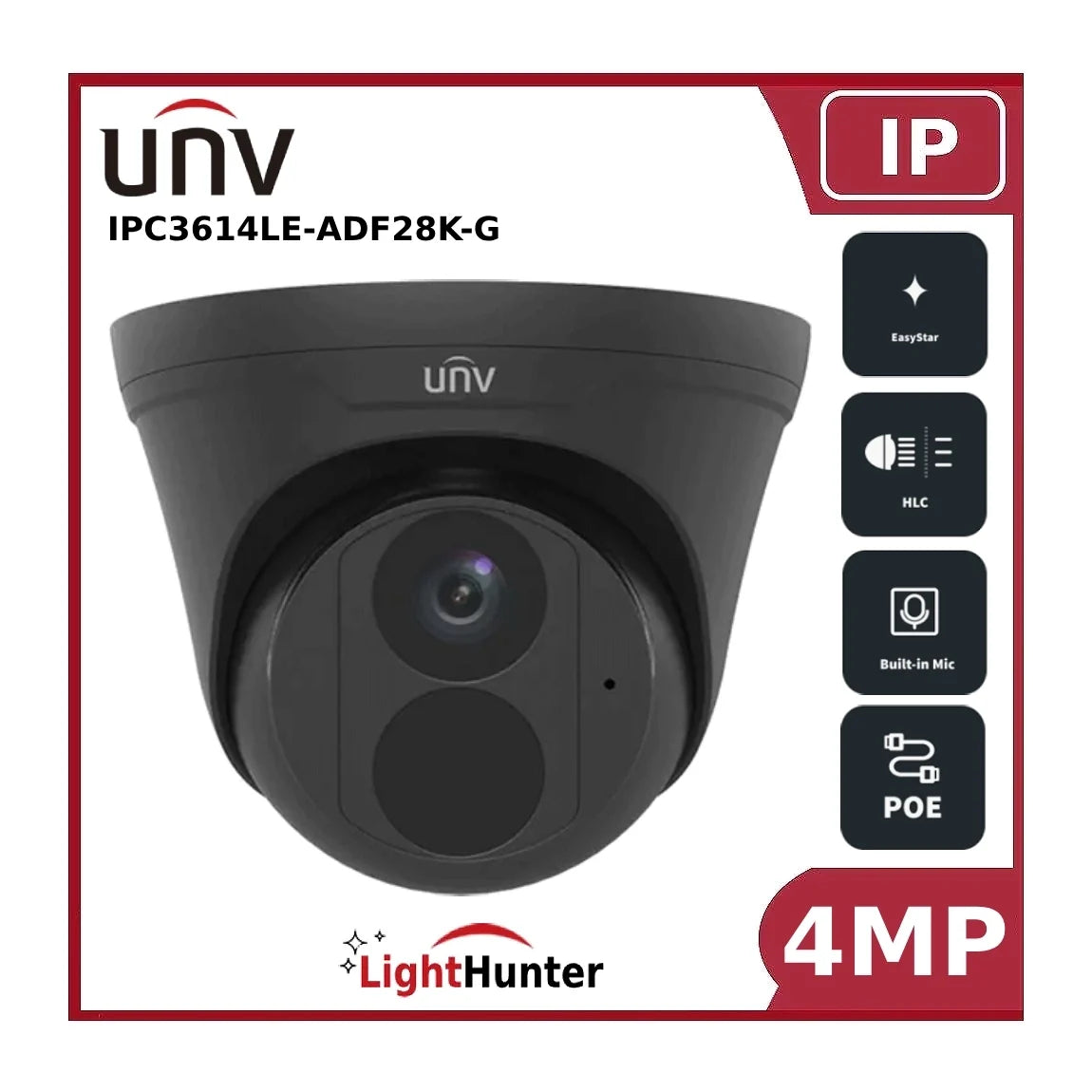 UNV UIPC3614LE-ADF28K-G 4MP Lighthunter Fixed Lens IP Turret CCTV Camera