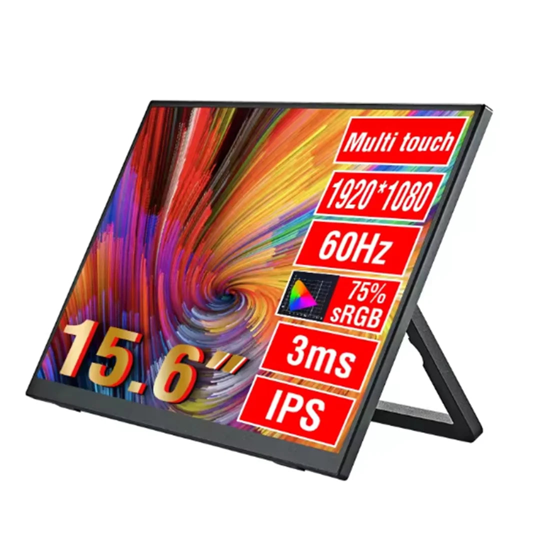 15.6-Inch Portable Full HD Monitor 1080P HDR 16:9 VESA Mountable and 5V USB Powered USB-C / HDMI