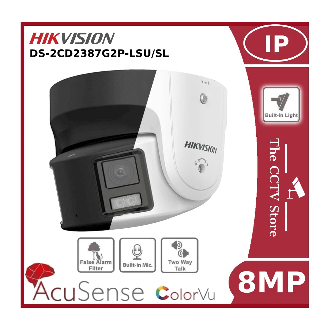 Hikvision DS-2CD2387G2P-LSU/SL 8MP 4K Panoramic ColorVu AcuSense Turret CCTV Camera