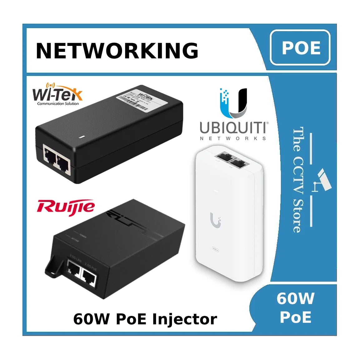 60W POE Injector for Hikvision and Dahua IP PTZ Cameras - Ubiquiti or WiTek or Ruijie