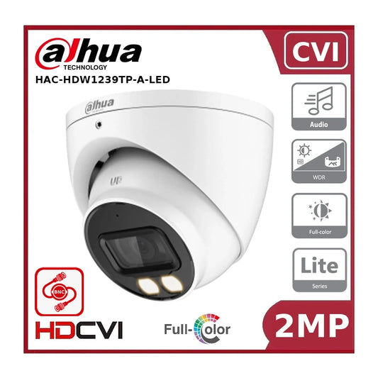 Dahua HAC-HDW1239TP-A-LED 2MP Full-Color HDCVI Fixed Eyeball Camera with Audio "EOL"