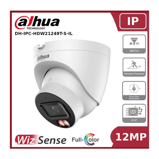 Dahua DH-IPC-HDW21249T-S-IL 12MP Smart Dual Light Fixed-focal Eyeball WizSense Network Camera "EOL"