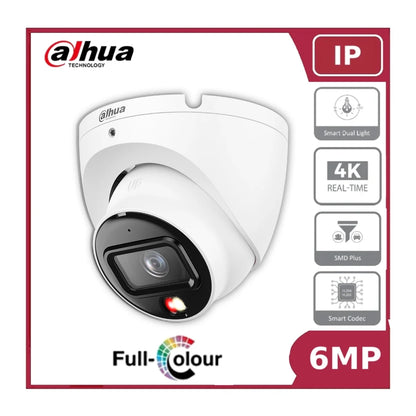 Dahua IPC-HDW1639T-A-IL-S6 6MP Entry Smart Dual Light Fixed-focal Eyeball IP Network Camera With Built In Mic