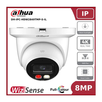 Dahua DH-IPC-HDW2849TMP-S-IL 4K 8MP WizSense, IR Warm Light, IP Eyeball Network Camera, White"EOL"
