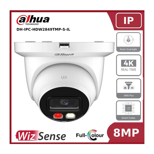 Dahua DH-IPC-HDW2849TMP-S-IL 4K 8MP WizSense, IR Warm Light, IP Eyeball Network Camera, White"EOL"