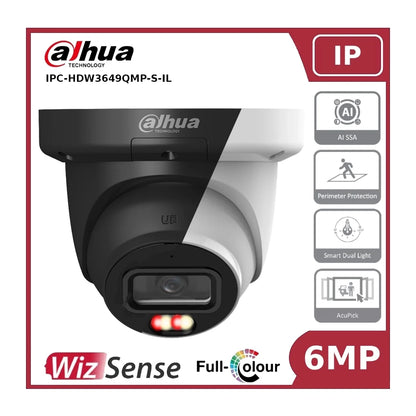 Dahua DH-IPC-HDW3649QMP-S-IL - 6MP Smart Dual Light Fixed-focal Eyeball WizSense Network Camera