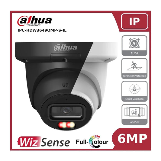 Dahua DH-IPC-HDW3649QMP-S-IL - 6MP Smart Dual Light Fixed-focal Eyeball WizSense Network Camera