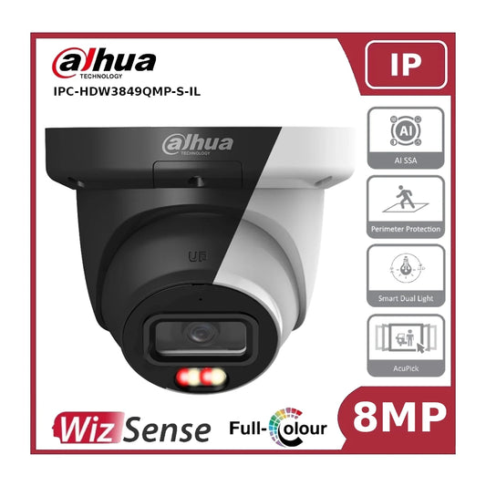 Dahua DH-IPC-HDW3849QMP-S-IL - 8MP Smart Dual Light Fixed-focal Eyeball WizSense Network Camera