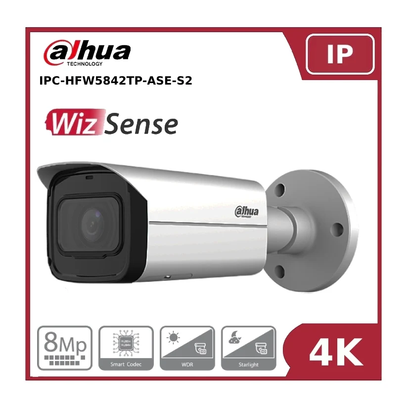 Dahua IPC-HFW2831TP-AS-S2 8MP WizSense Fixed-Focal Bullet IP Network Camera With IR