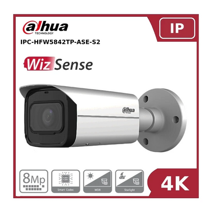Dahua IPC-HFW2831TP-AS-S2 8MP WizSense Fixed-Focal Bullet IP Network Camera With IR