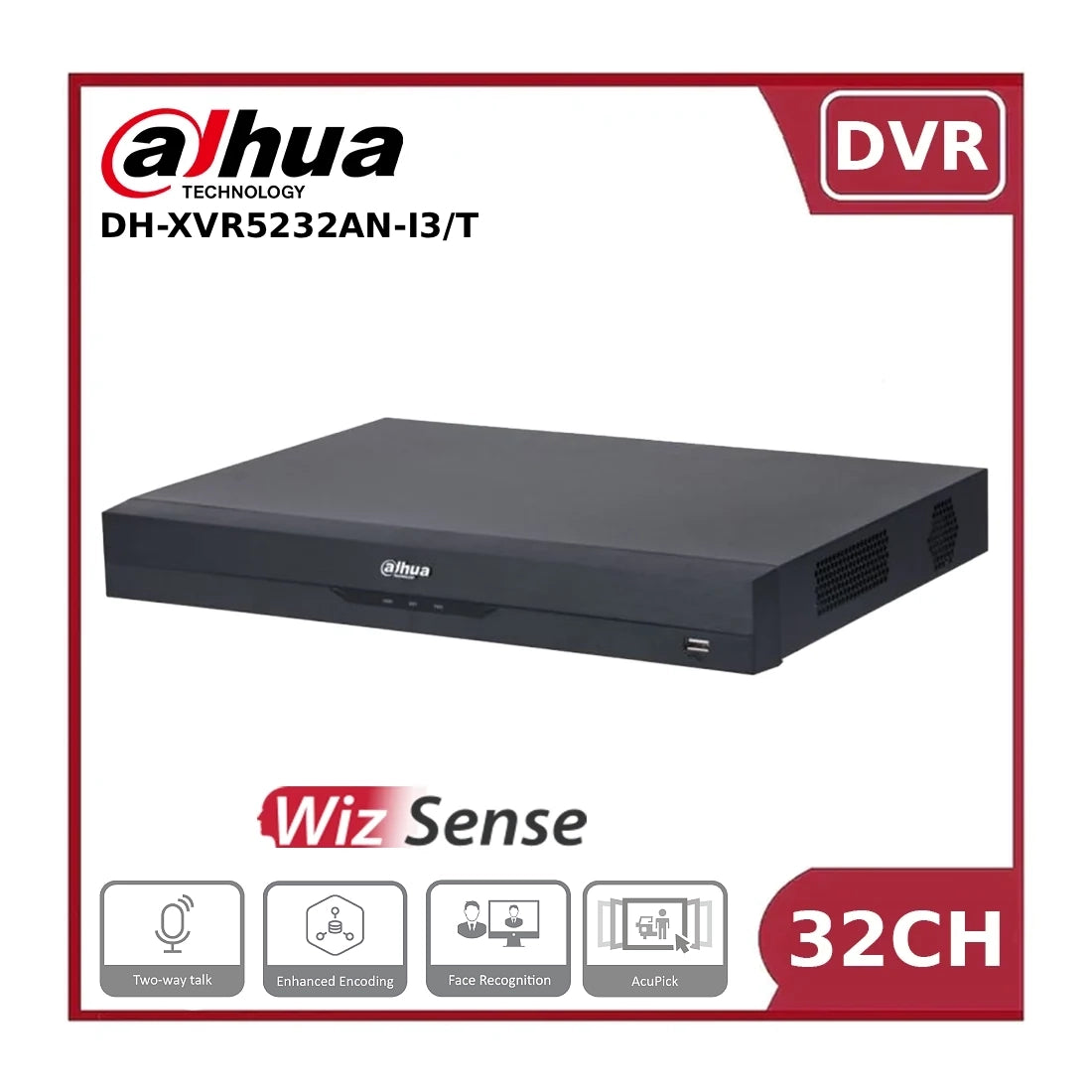 Dahua DH-XVR5232AN-I3/T 32 Channels Penta-brid 5M-N/1080P 2HDDs WizSense Digital Video Recorder with Two Way Talk Support - NR