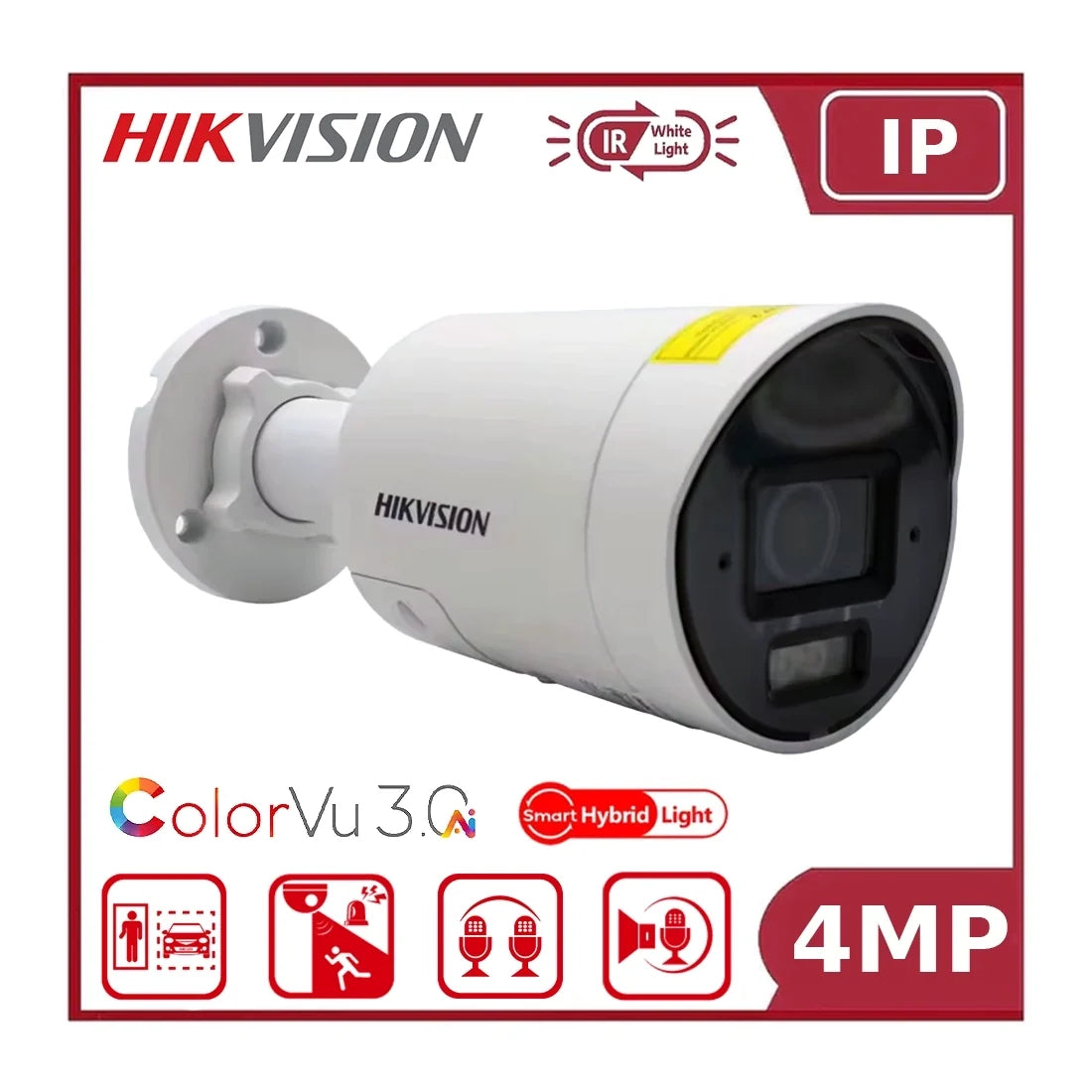 Hikvision DS-2CD2047G3-LI2UY/SL 4 MP ColorVu Hybrid-Light Bullet Camera with Strobe & Audio Warning