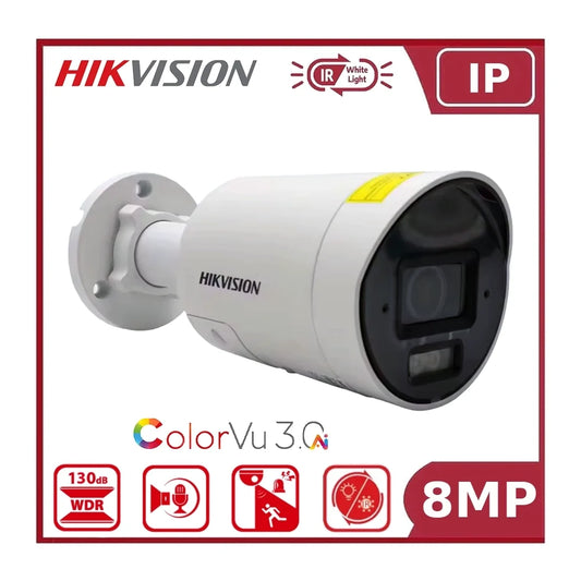 Hikvision DS-2CD2087G3-LI2UY/SL 8MP 4K ColorVu 3.0 AcuSense Smart Hybrid Light Mini Bullet IP Camera with Two-Way Audio