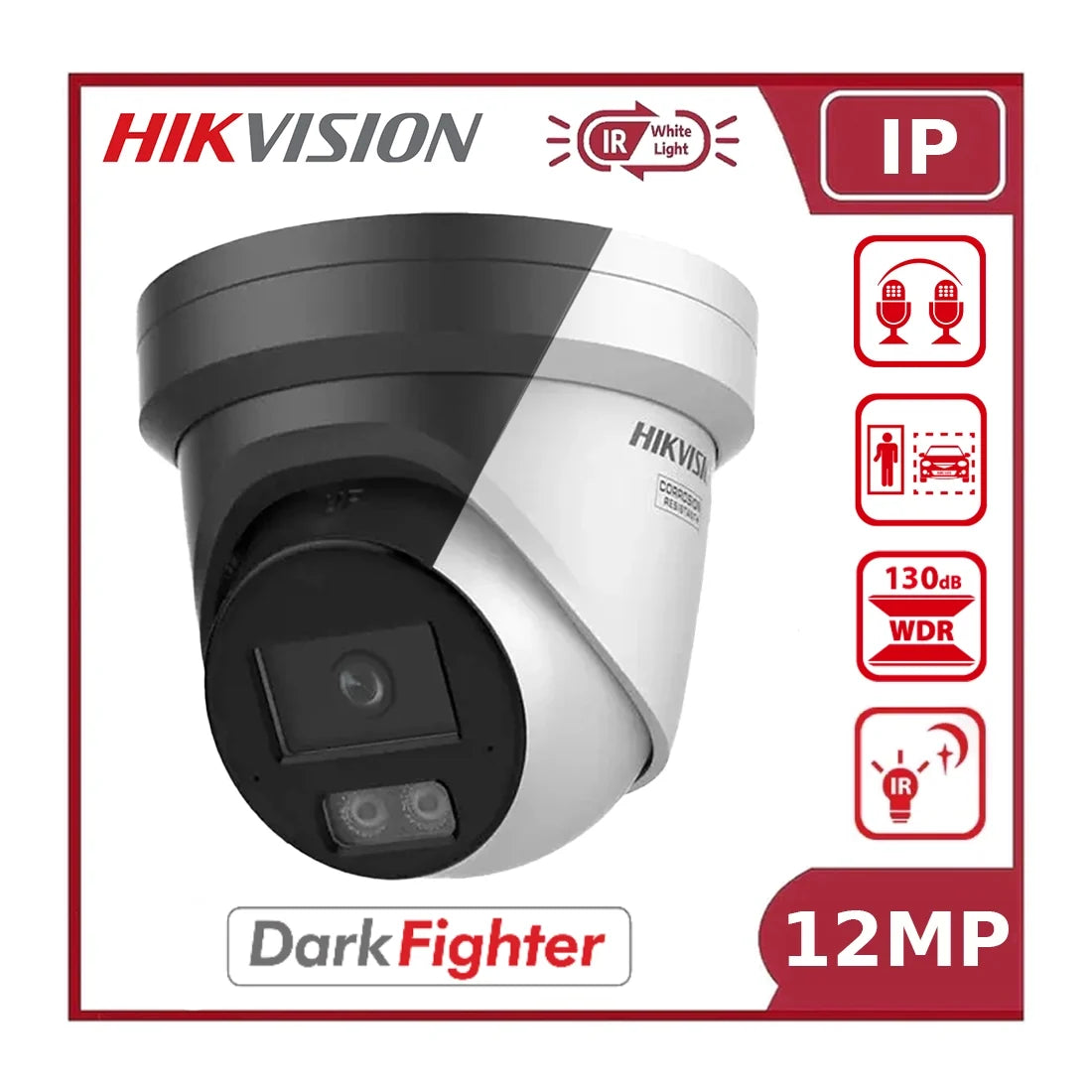 Hikvision DS-2CD23126G3-I2UY 12MP Acusense Powered by Darkfighter Fixed Turret Network Camera