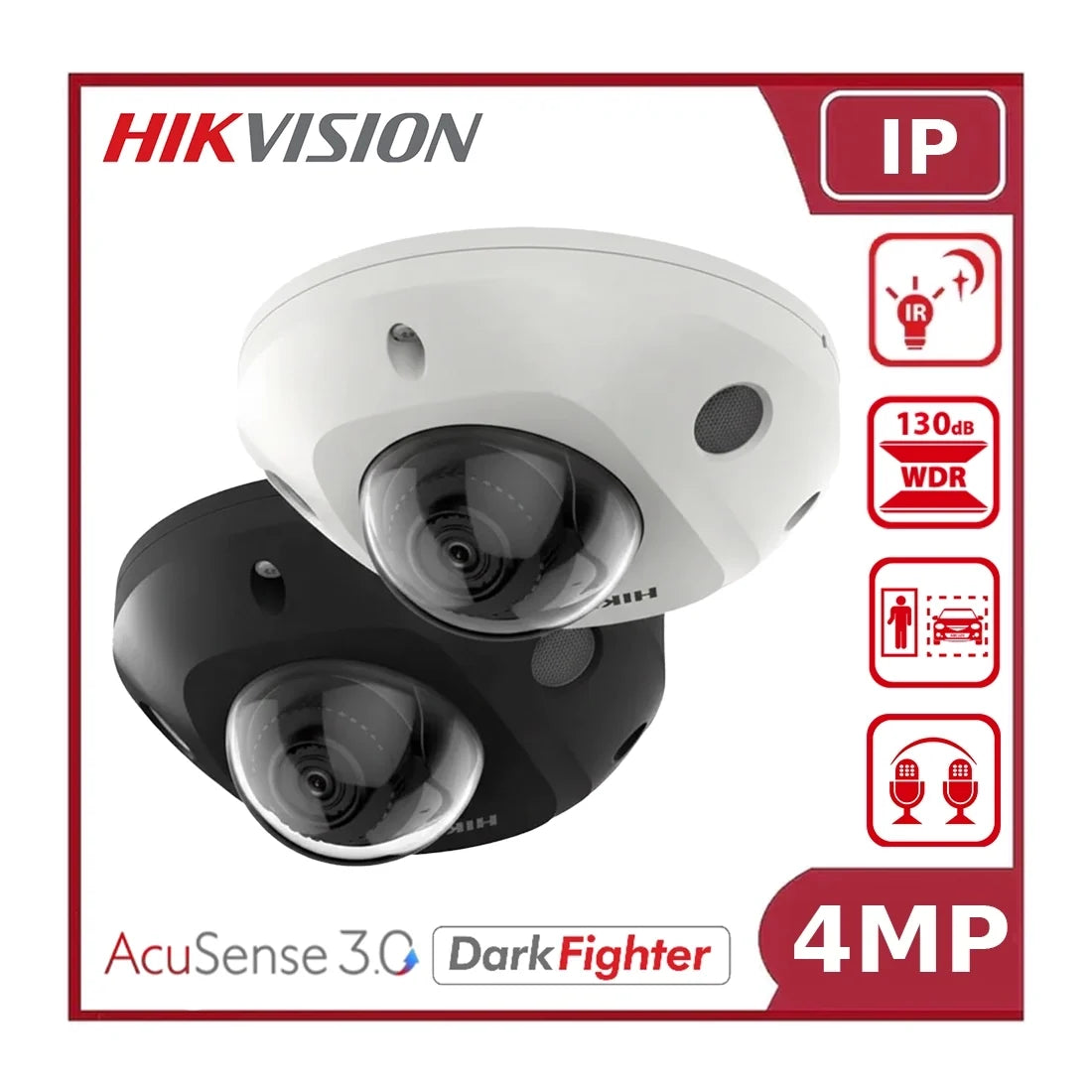 Hikvision DS-2CD2546G3-IZS2UY 4MP AcuSense AI Mini Dome Camera Motorized Zoom, Built-in Audio & Vandal-Proof