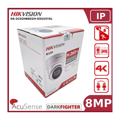 Hikvision DS-2CD2H86G2H-IZS2UY/SL 8MP 4K DarkFighter Motorised Varifocal Turret IP Camera "NR"