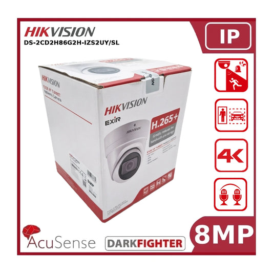 Hikvision DS-2CD2H86G2H-IZS2UY/SL 8MP 4K DarkFighter Motorised Varifocal Turret IP Camera "NR"