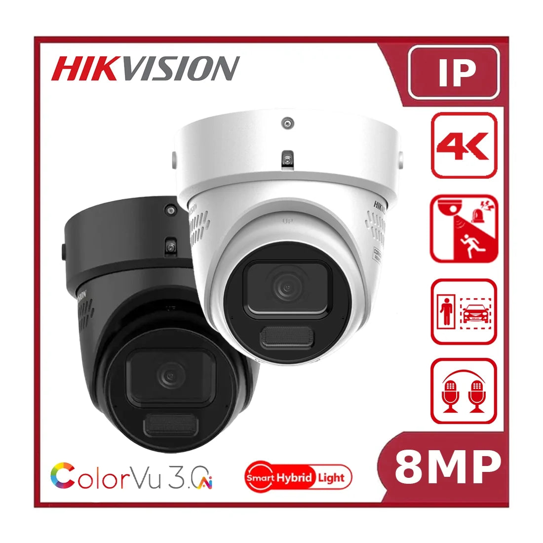 Hikvision DS-2CD2H87G3-LIZS2UY/S(L)(RB) 8 MP Smart Hybrid Light with ColorVu Motorized Varifocal Turret Network Camera"NR"