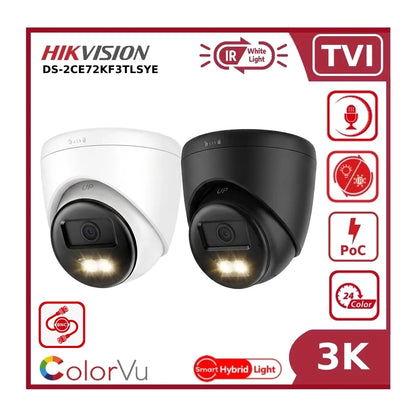 Hikvision DS-2CE72KF3T-LSYE 3K PoC Smart Hybrid Light ColorVu Fixed Turret Camera with AoC Built in Mic