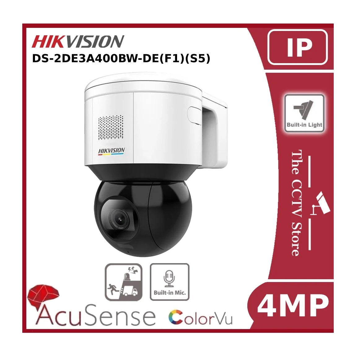 4MP Hikvision DS-2DE3A400BW-DE(F1)(T5) 3-inch Fixed ColorVu Network Speed Dome - Pan & Tilt (No Zoom) "NR"