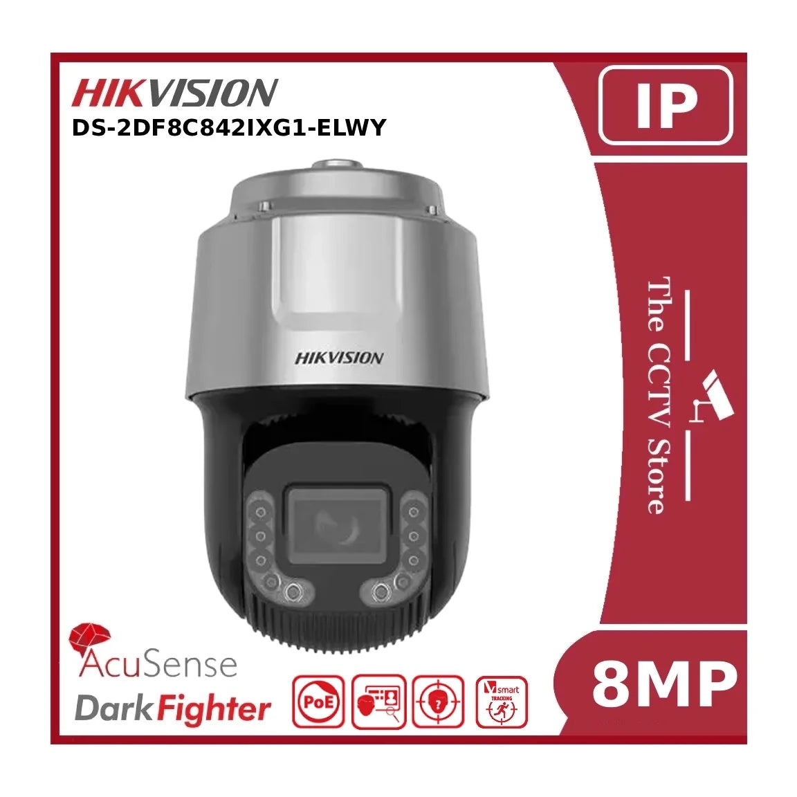 Hikvision DS-2DF8C842IXG1-ELWY 8-inch 4K 8MP 42X DarkFighter IR Network Speed Dome IP PTZ Camera "NR"