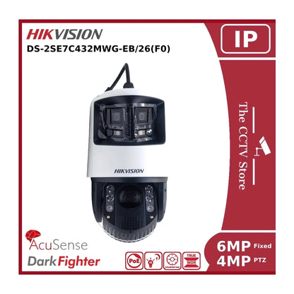 Hikvision DS-2SE7C432MWG-EB/26(F0) 6MP Panoramic + 4MP TandemVu IP PTZ Camera Colorful & IR Network Speed Dome Camera "NR"