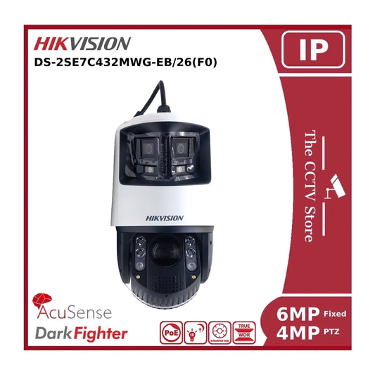 Hikvision DS-2SE7C432MWG-EB/26(F0) 6MP Panoramic + 4MP TandemVu IP PTZ Camera Colorful & IR Network Speed Dome Camera "NR"