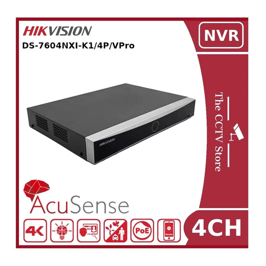 Hikvision DS-7604NXI-K1/4P/VPro 4 Channel PoE 4K AcuSense NVR with AcuSeek & AcuSearch