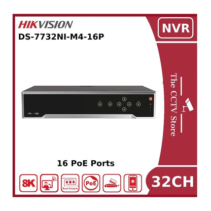 Hikvision DS-7732NI-M4/16P 32 Channel 8K 32MP NVR With 16 PoE Ports & 4 HDD Bays - NR