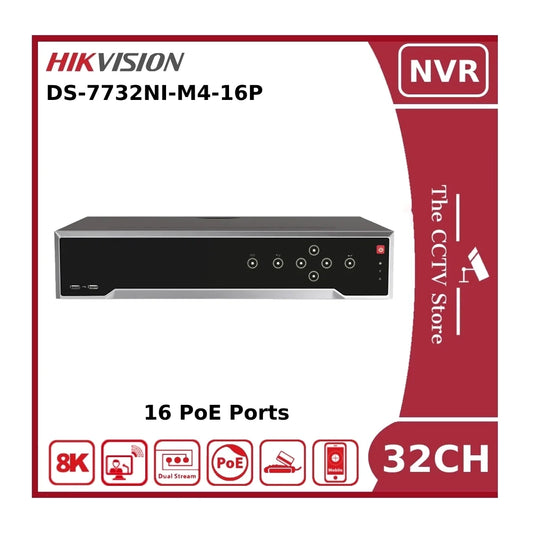 Hikvision DS-7732NI-M4/16P 32 Channel 8K 32MP NVR With 16 PoE Ports & 4 HDD Bays - NR