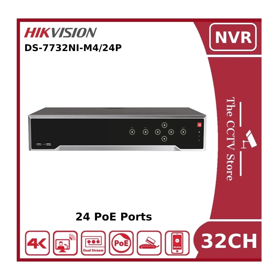 Hikvision DS-7732NI-M4/24P 32 Channel 8K PoE Network Video Recorder - NR