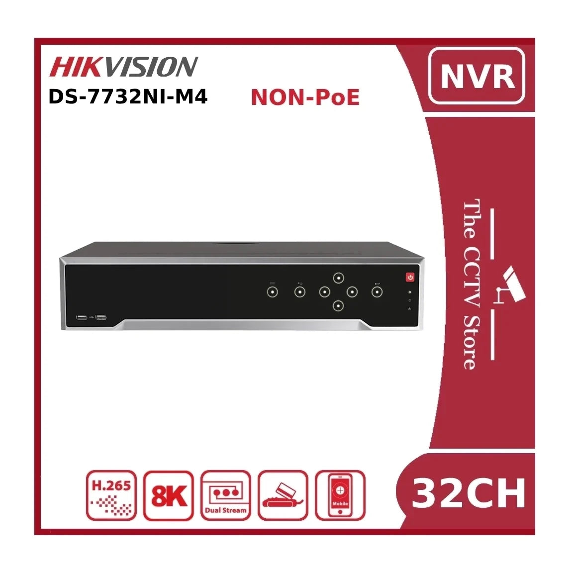 Hikvision DS-7732NI-M4 Non-PoE 32 Channel 12MP 8K NVR With 4 HDD Bays - NR