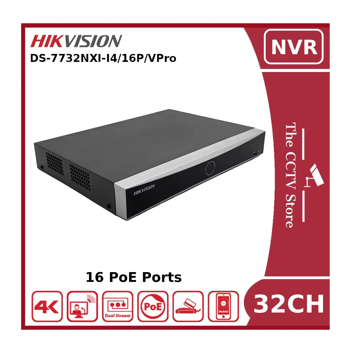 Hikvision DS-7732NXI-I4/16P/VPro AcuSeek 32-Channel NVR with 16 PoE Ports - NR