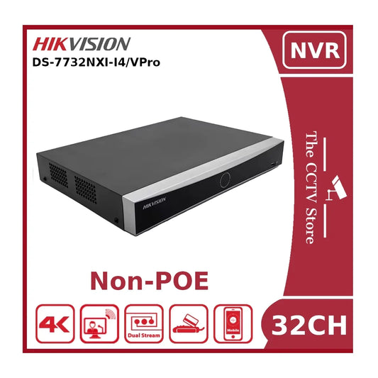 Hikvision DS-7732NXI-I4/VPro 32-Channel 4K AcuSense AI NVR (No PoE) – Face Recognition & ANPR Support