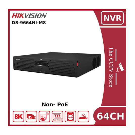 Hikvision DS-9664NI-M8 64 Channel Ultra Series Non-PoE NVR With 8 HDD Bays - NR