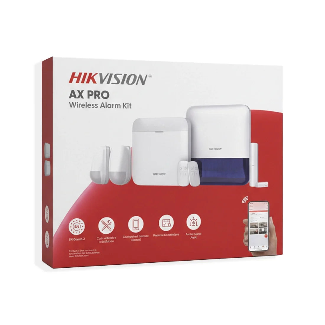 Hikvision AX PRO DS-PWA96-KIT1-WE Wireless Intruder Alarm Kit, up to 96 Wireless Zones/Outputs