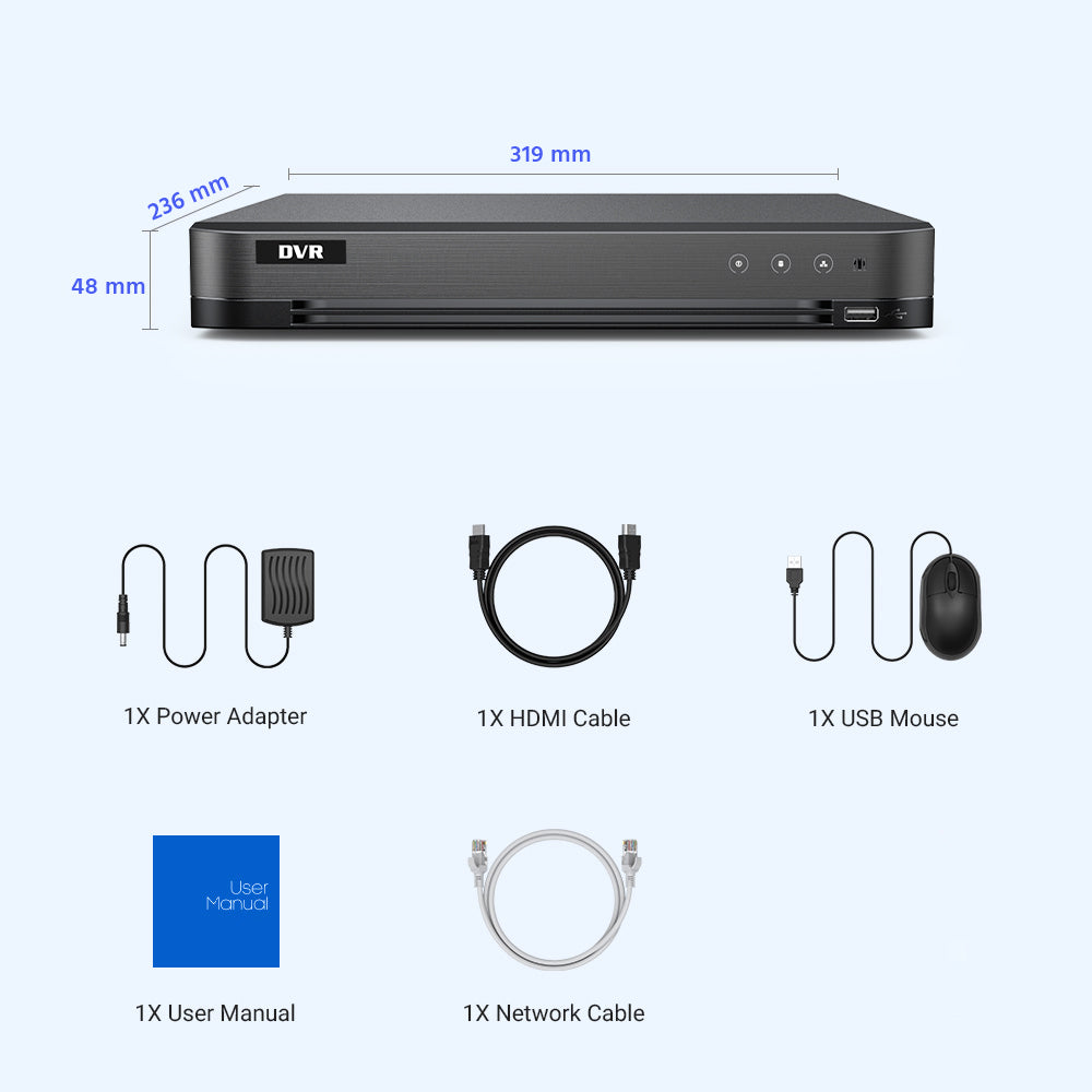 Nexvision 16CH 4K DVR-816U-M1/XT 16 Channel 8MP 4K Turbo HD 8.0 AcuSense DVR with Facial Recognition, Perimeter Protection & Two-Way Audio