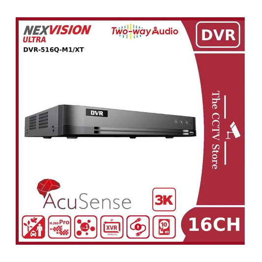 Nexvision 16CH 3K DVR-516Q-M1-XT 16 Channel 5MP 3K Turbo HD 8.0 AcuSense DVR with Facial Recognition, Perimeter Protection & Two-Way Audio