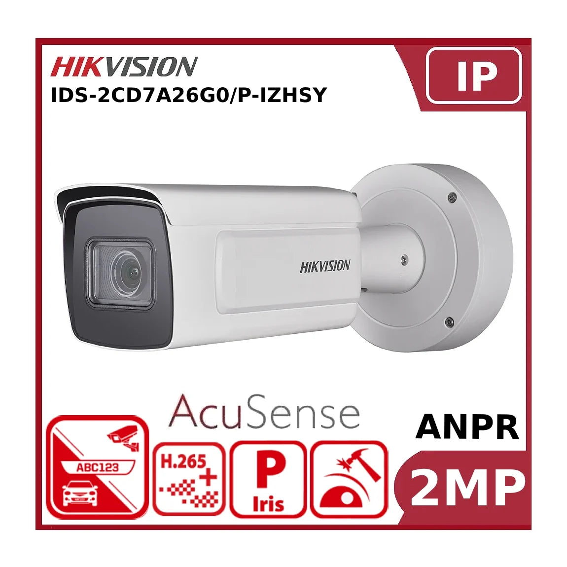 Hikvision 2MP IDS-2CD7A26G0/P-IZHSY ANPR DeepinView Bullet Camera With 50m IR Wiegand"NR"