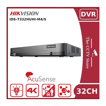 Hikvision iDS-7332HUHI-M4/S 32-Channel 8MP Turbo HD DVR – AcuSense, H.265 Pro+, Hybrid DVR - NR