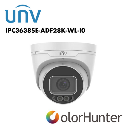 Uniview IPC3638SE-ADF28K-WL-I0 8MP Prime III Turret CCTV Camera – 4K ColorHunter, Fixed Eyeball
