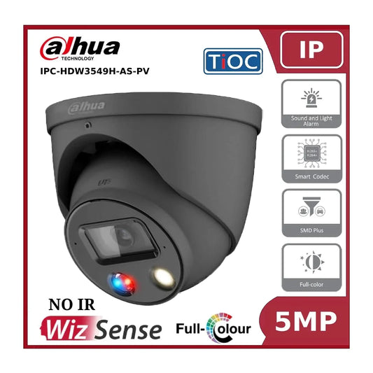 Dahua IPC-HDW3549H-AS-PV 5MP WizSense, TiOC IP67 Fixed Lens, 30M Active Deterrence IP Turret Camera"EOL"