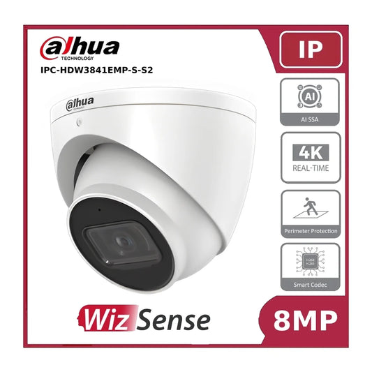 8MP Dahua IPC-HDW3841EMP-S2 4K WizSense AI Series IR Turret Camera Built In Mic + IR