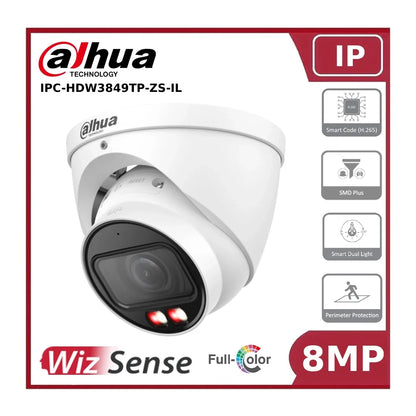 Dahua IPC-HDW3849TP-ZS-IL - 8MP Smart Dual Light Vari-Focal Eyeball WizSense Network Camera "NR"