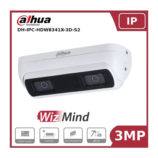 Dahua IPC-HDW8341X-3D-S2 - 3MP WizMind AI Series IR Dual Lens People Counting Camera "EOL"