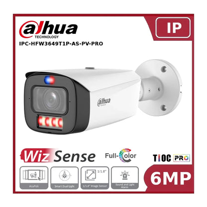 Dahua DH-IPC-HFW3649T1P-AS-PV-PRO 6MP WizColor TiOC PRO Bullet IP Camera Full-Colour Night Vision Active Deterrence