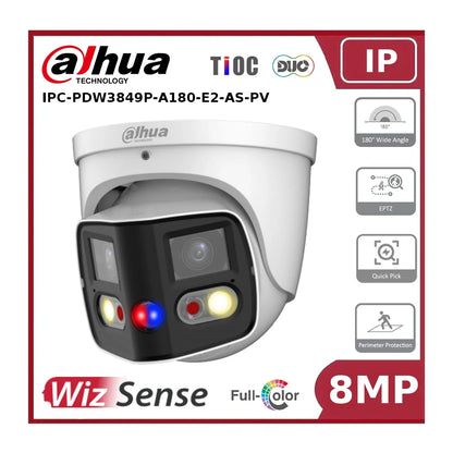 Dahua IPC-PDW3849P-A180-E2-AS-PV - 8MP TiOC IP Turret Camera - 2x4MP TiOC Duo Splicing WizSense Network Camera