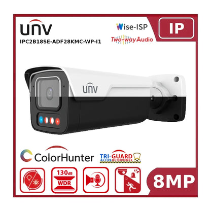 Uniview IPC2B18SE-ADF28KMC-WP-I1 8MP IP Camera, Fixed Lens, OwlView, Tri-Guard 3.0, AI, Two-Way Talk